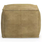 Pouf quadrato in pelle, effetto invecchiato / marrone, 1 posto a sedere