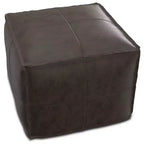 Pouf quadrato in pelle, effetto invecchiato / marrone, 1 posto a sedere