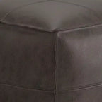 Pouf quadrato in pelle, effetto invecchiato / marrone, 1 posto a sedere