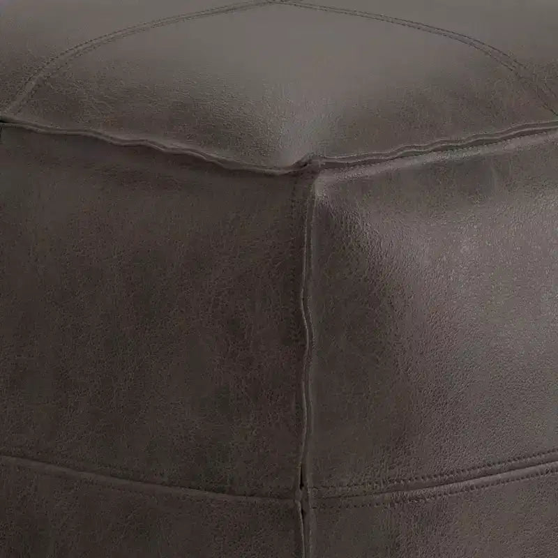 Pouf quadrato in pelle, effetto invecchiato / marrone, 1 posto a sedere