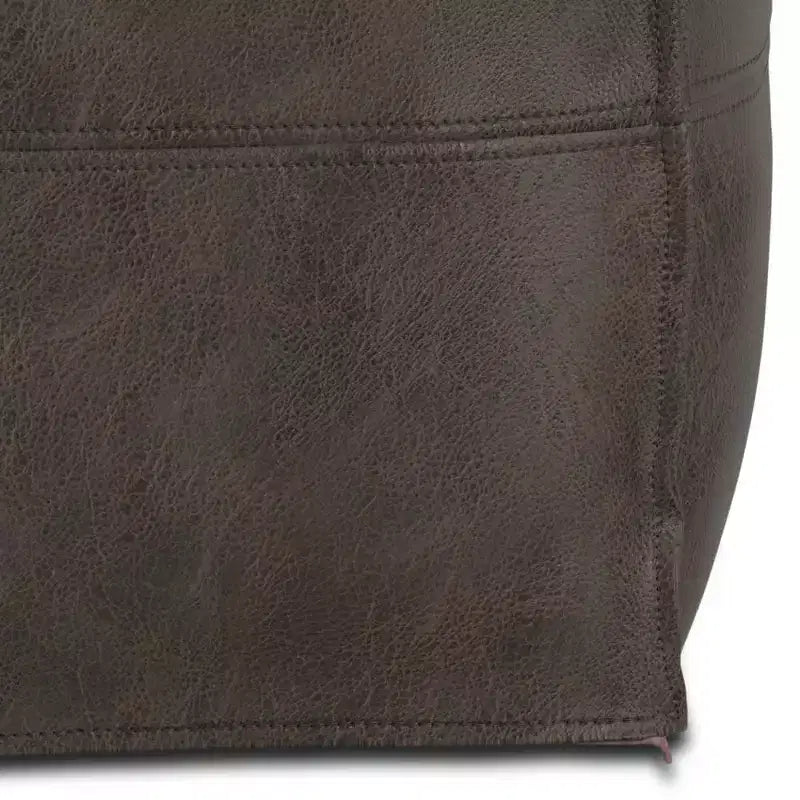 Pouf quadrato in pelle, effetto invecchiato / marrone, 1 posto a sedere