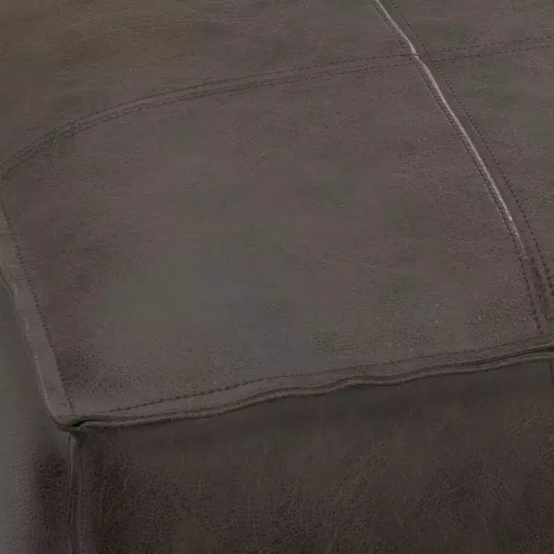 Pouf quadrato in pelle, effetto invecchiato / marrone, 1 posto a sedere