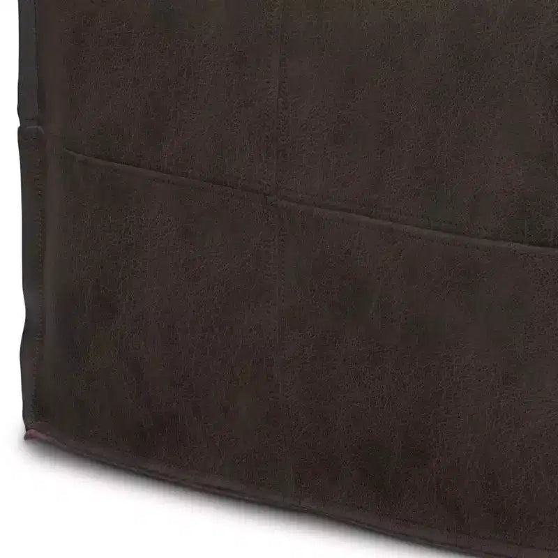 Pouf quadrato in pelle, effetto invecchiato / marrone, 1 posto a sedere