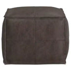 Pouf quadrato in pelle, effetto invecchiato / marrone, 1 posto a sedere