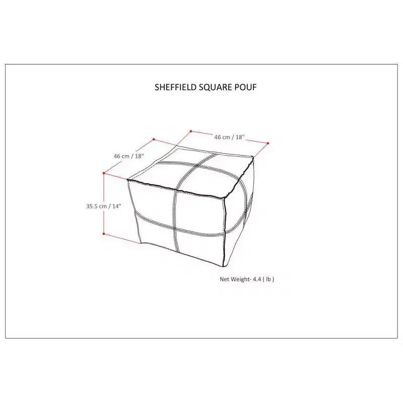 Pouf quadrato in pelle, effetto invecchiato / marrone, 1 posto a sedere