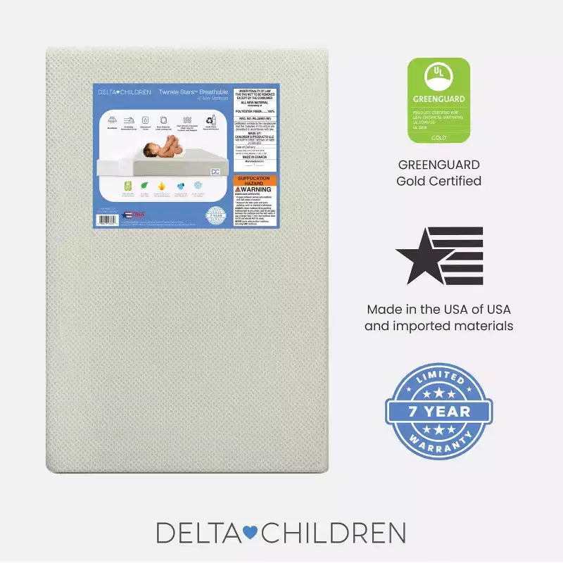 Materasso per mini culla traspirante Twinkle Stars di Delta Children